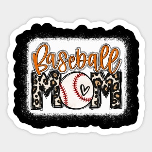 Baseball Mom Orange Leopard Baseball Mama Sticker